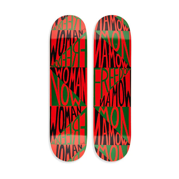 Woman Freedom Now Skateboard Diptych by Faith Ringgold