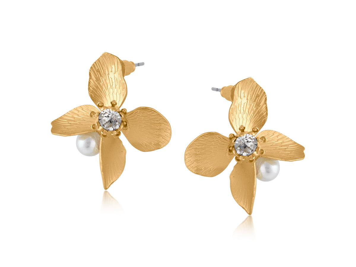 MATTE GOLD CORDELIA MATTE FLORAL EARRINGS