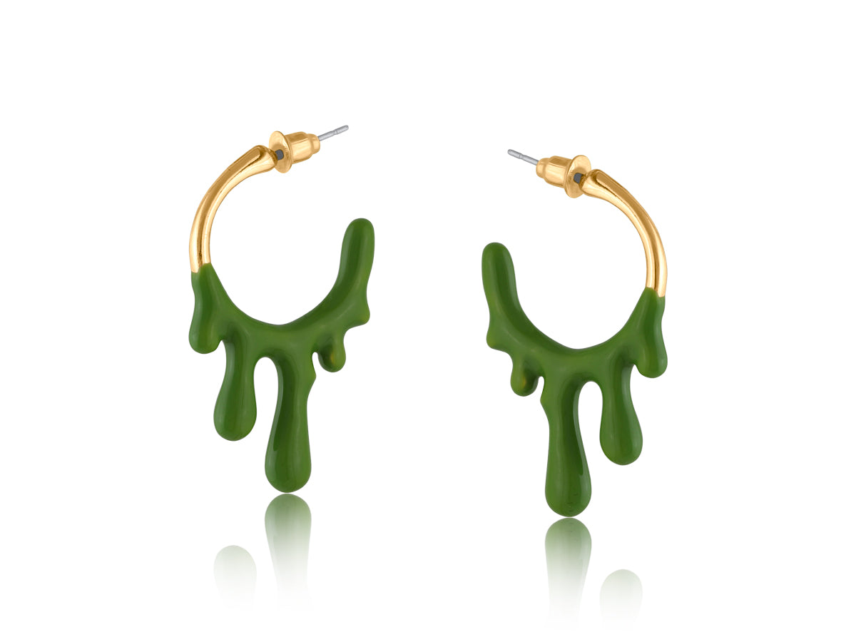 GREEN MARINNA PAINT DRIP ENAMEL EARRINGS