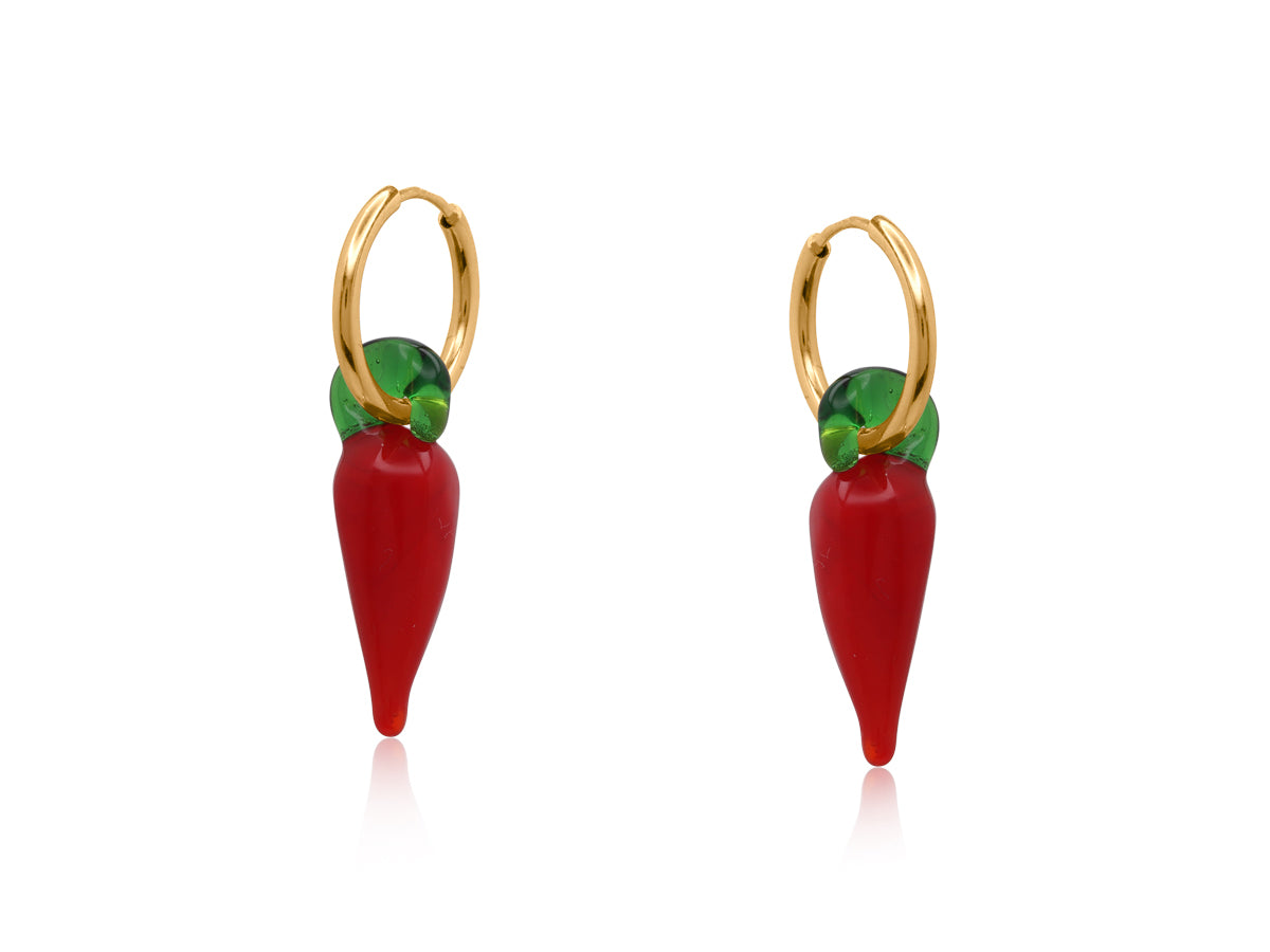 RED CHILLY HOOP EARRINGS