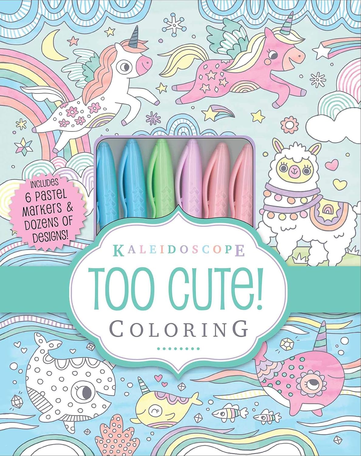 Kaleidoscope: Too Cute! Coloring: Includes 6 Pastel Markers and Dozens of Designs!