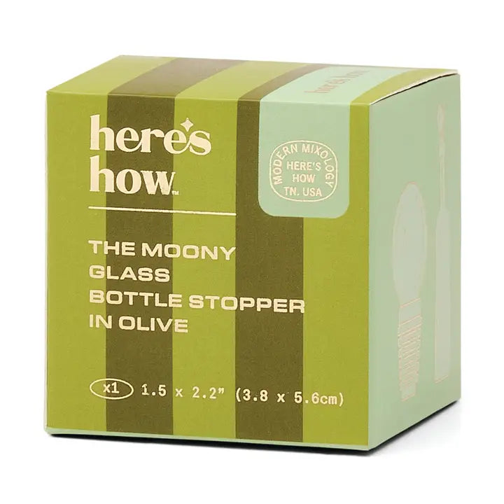 THE MOONY GLASS BOTTLE STOPPER - OLIVE