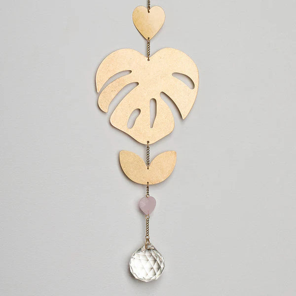 Suncatcher - Monstera Leaf/ Rose Quartz