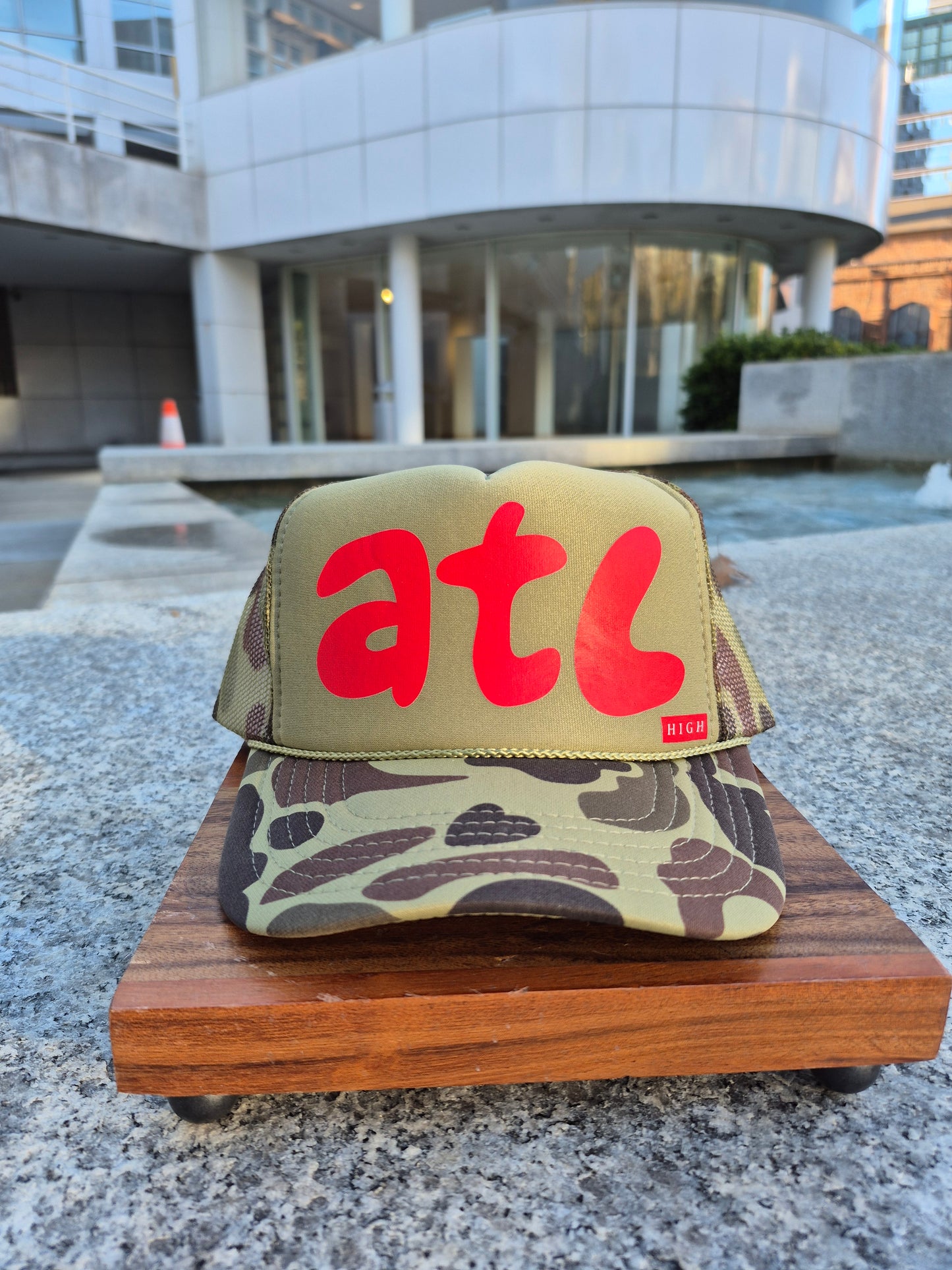 High x Chilly-O ATL Hat Camo with Red Logo