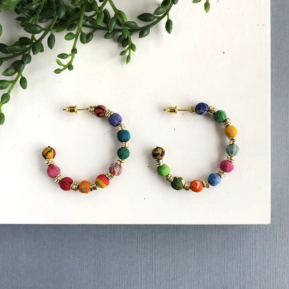 Kantha Paillette Hoops