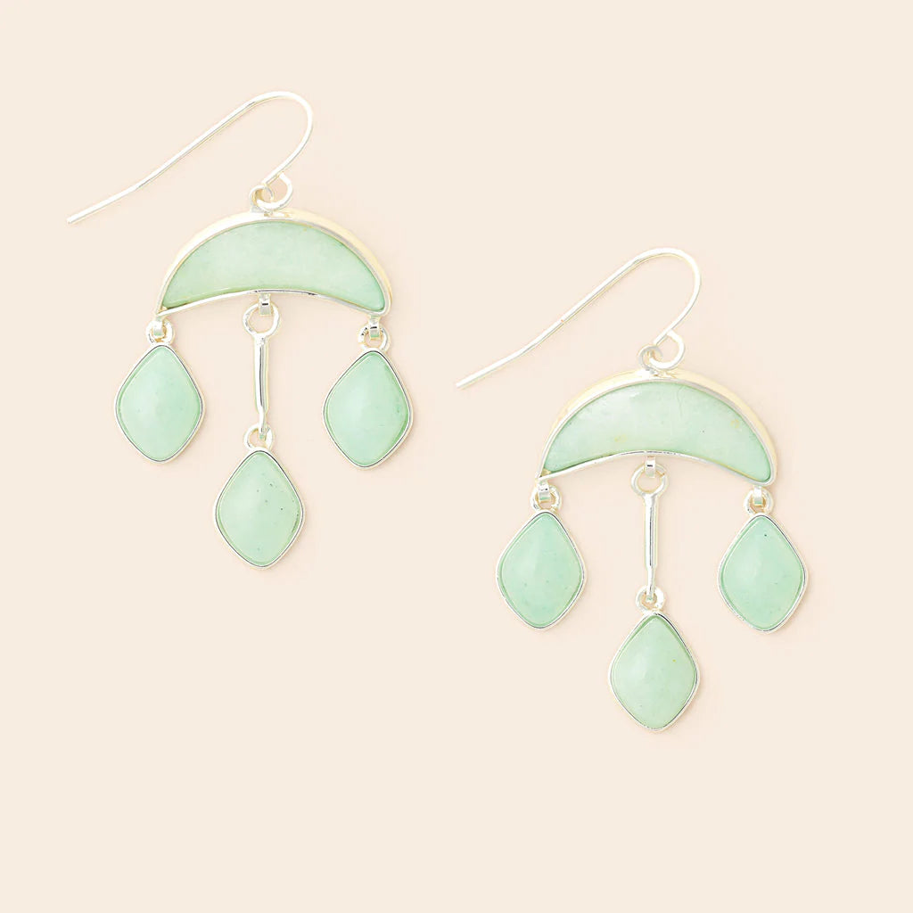 Stone Crescent Drop Earring - Amazonite/Silver