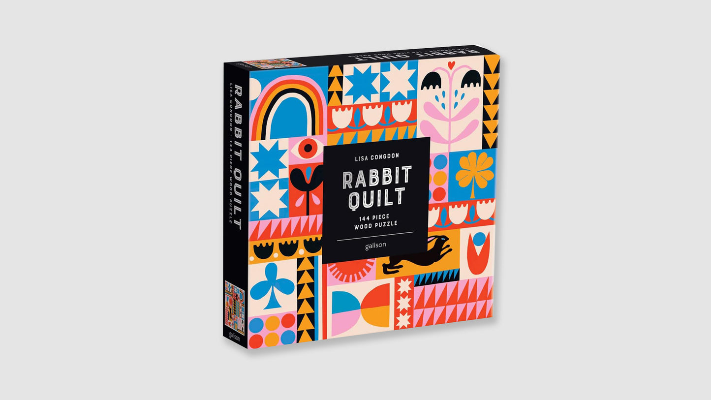 Lisa Congdon Rabbit Quilt 144 Piece Wood Puzzle