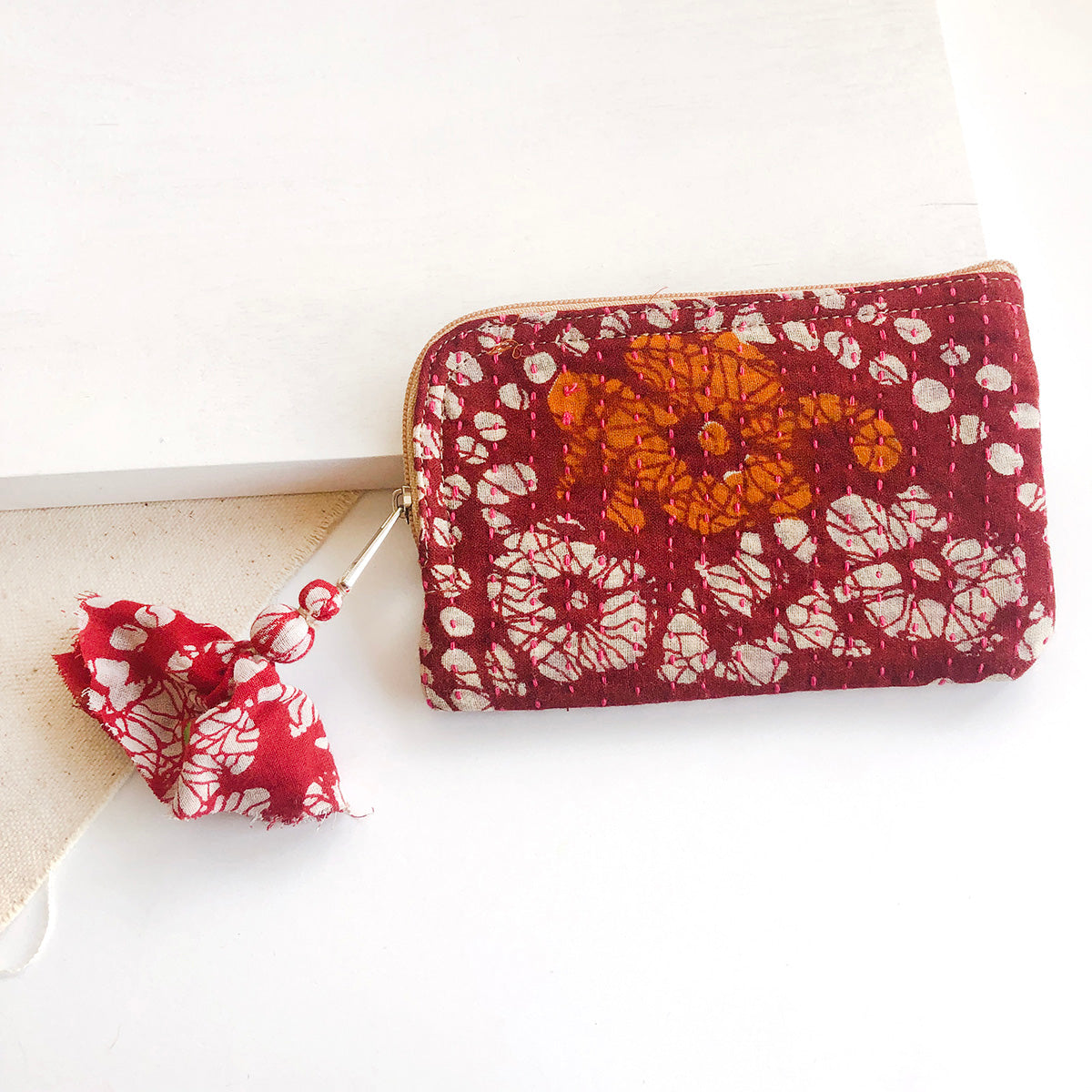 Kantha Tasseled Card Pouch