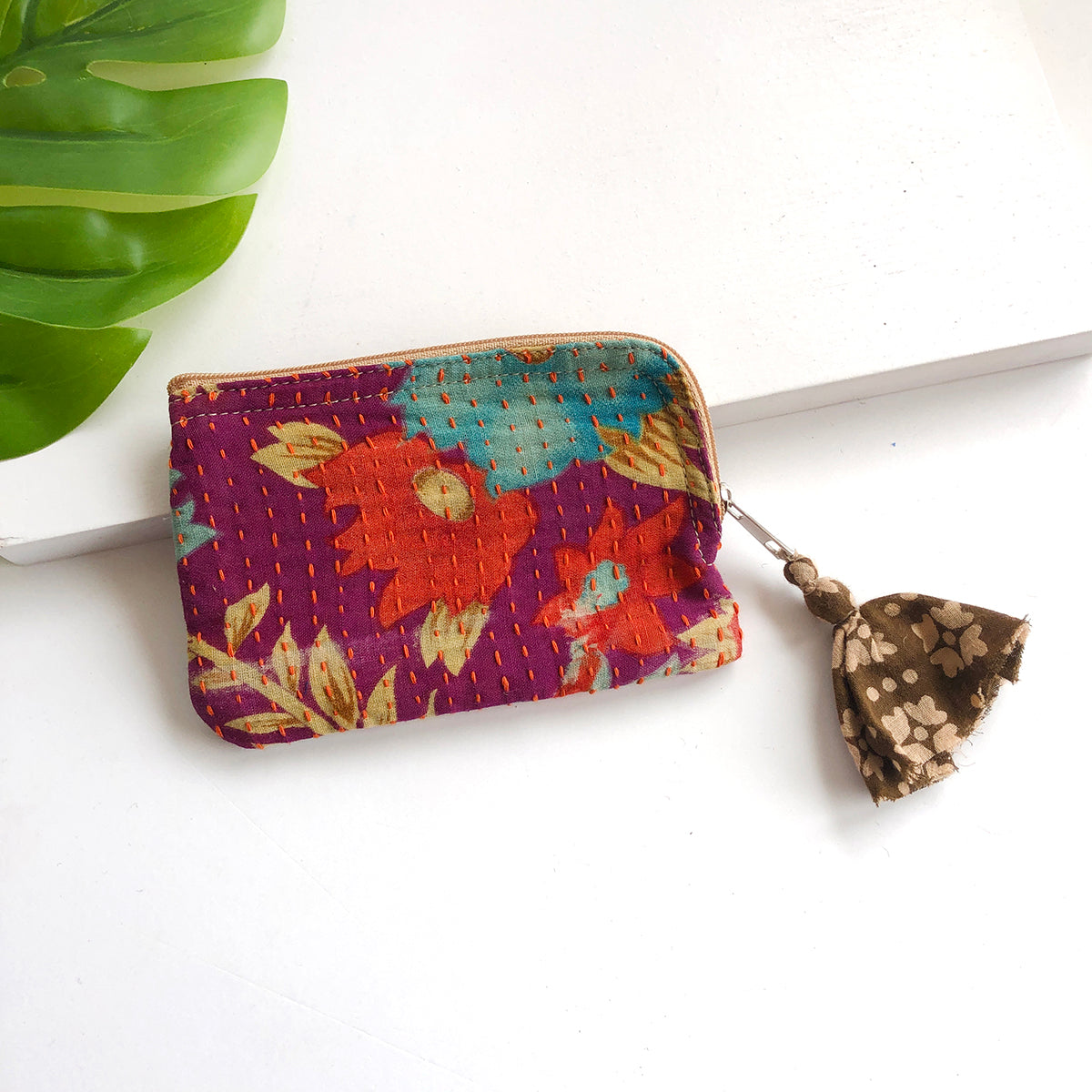 Kantha Tasseled Card Pouch