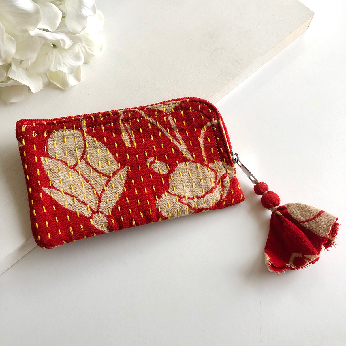 Kantha Tasseled Card Pouch