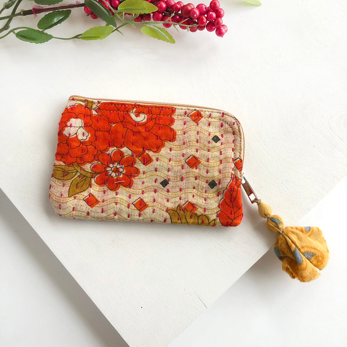 Kantha Tasseled Card Pouch