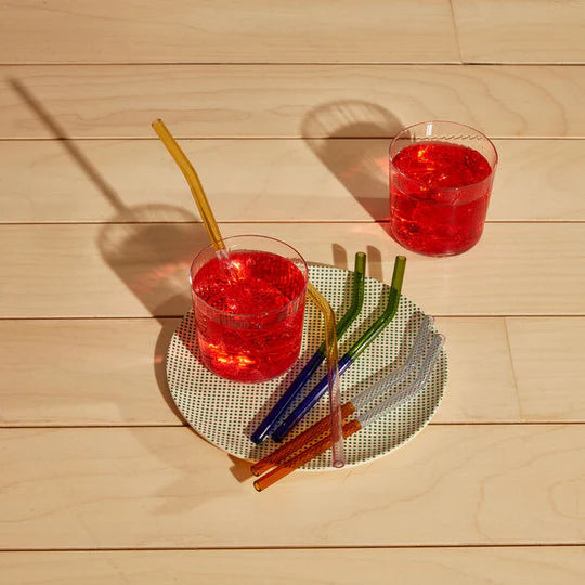 MoMA Two-Tone Borosilicate Glass Straws - Set of 6