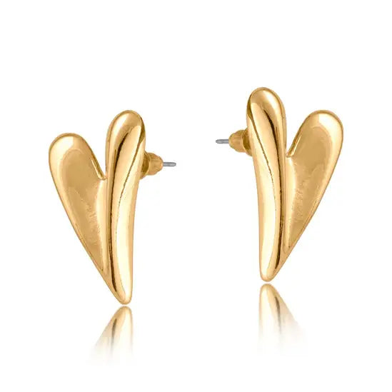 GOLD CASSIA FOLDED HEART STUD EARRINGS