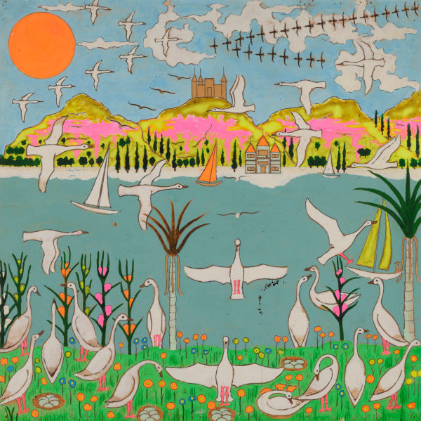 Untitled (Geese and Yellow Mountains) Postcard