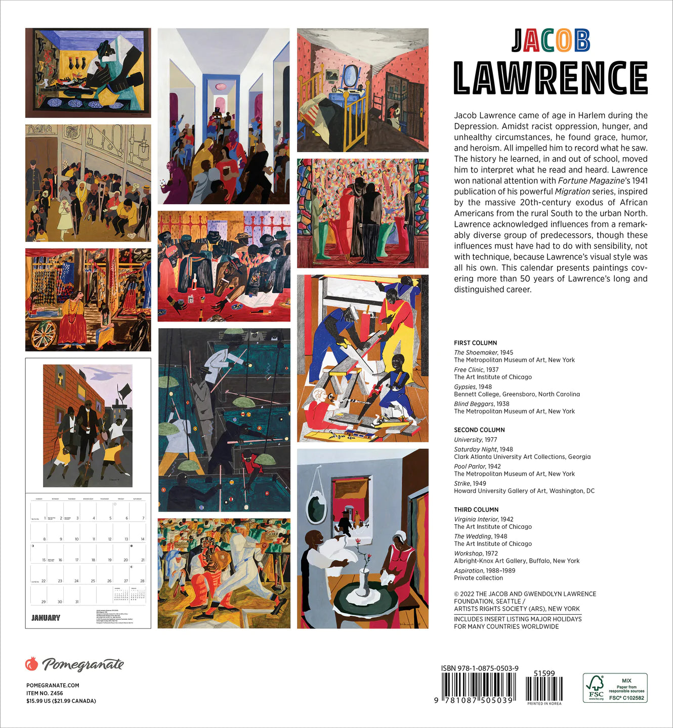 Jacob Lawrence 2023 Wall Calendar