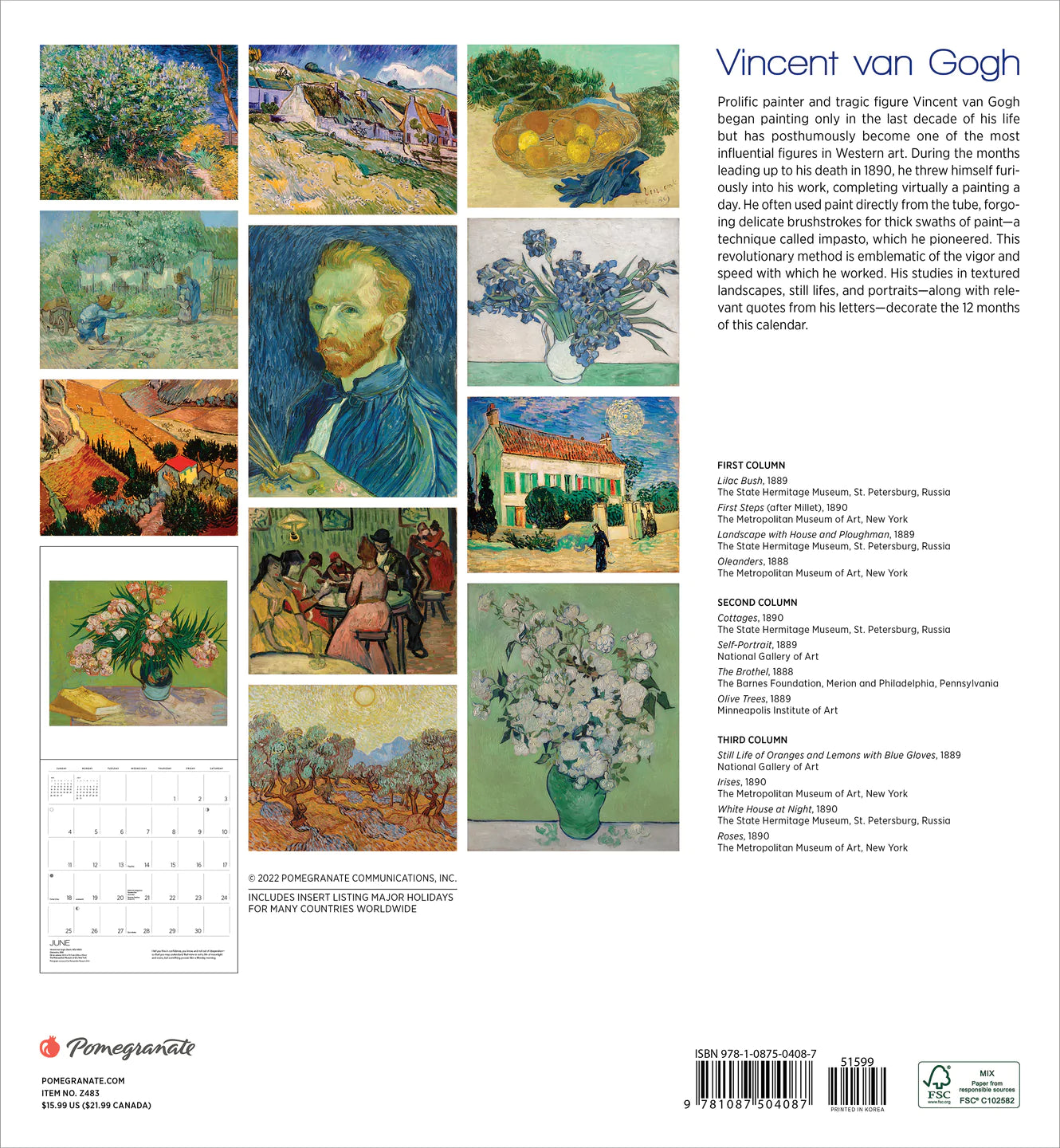 Vincent van Gogh 2023 Wall Calendar