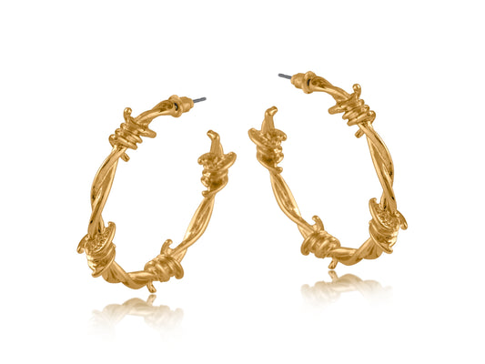 GOLD SYLVANA BARBWIRE HOOP EARRINGS