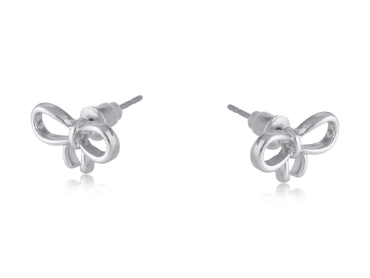 SILVER SANTORINI BOW STUD EARRINGS