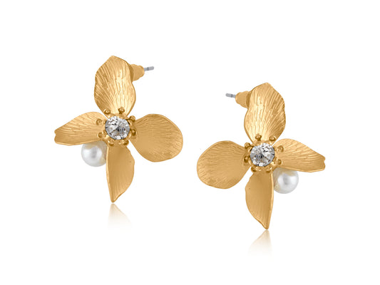 MATTE GOLD CORDELIA MATTE FLORAL EARRINGS
