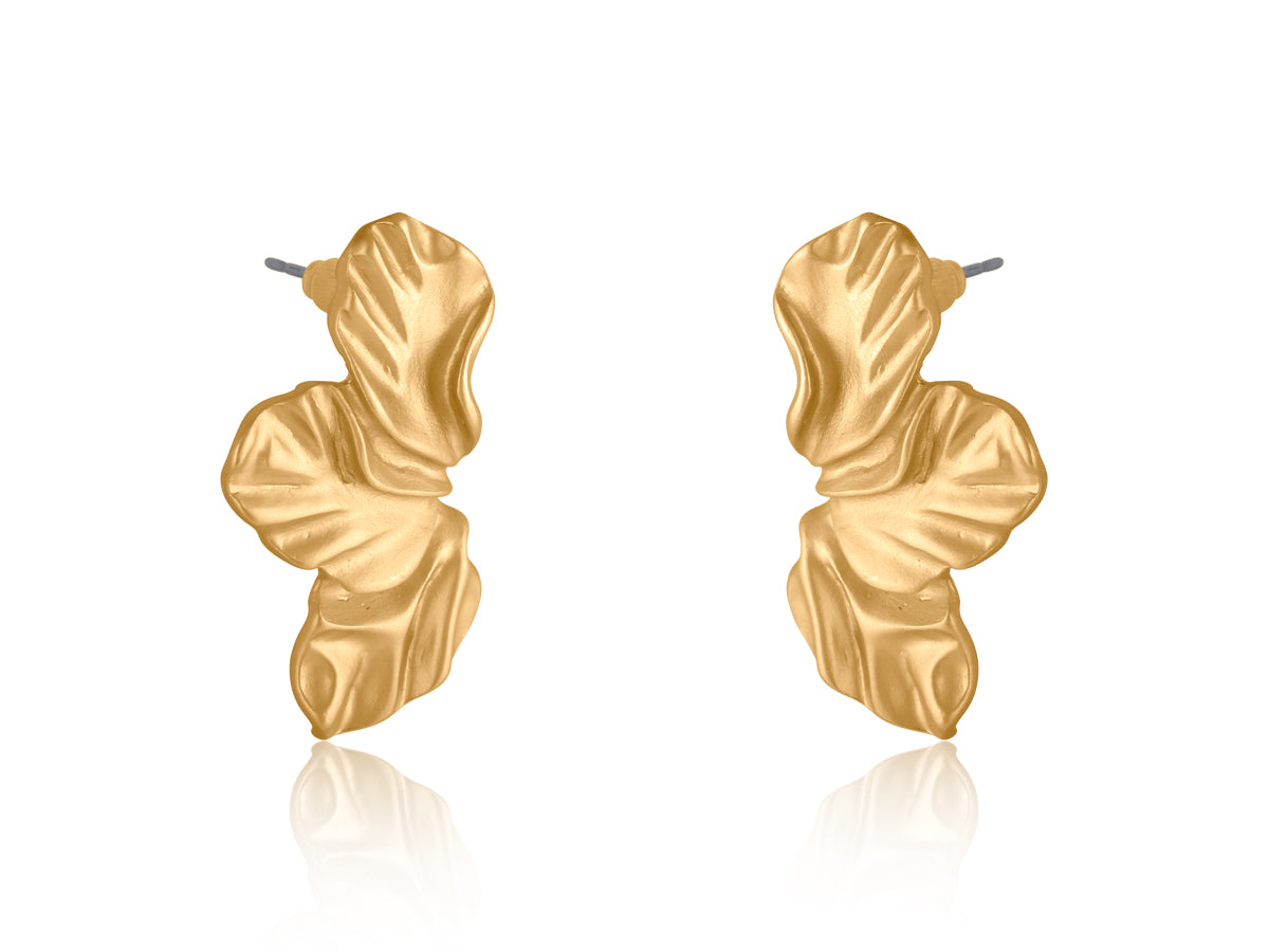 MATTE GOLD OLIVIA PETAL FLORAL EARRINGS