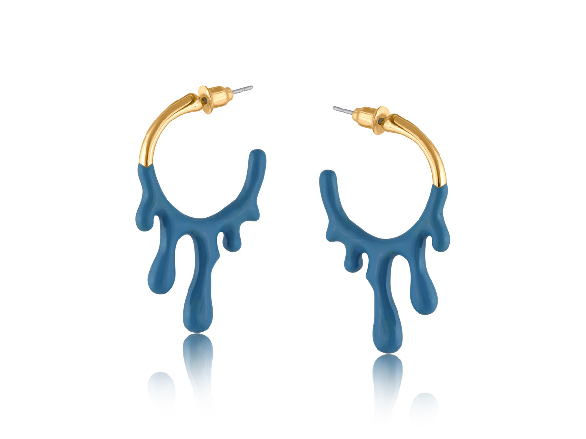 BLUE MARINNA PAINT DRIP ENAMEL EARRINGS