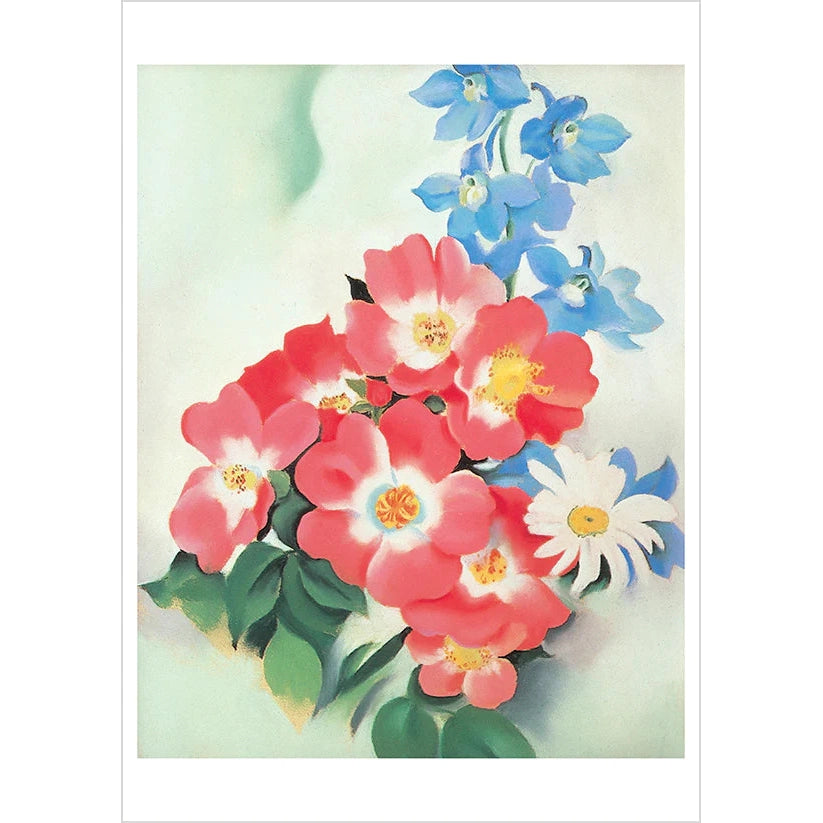 Georgia O'Keeffe Pink Roses and Larkspur Notecard