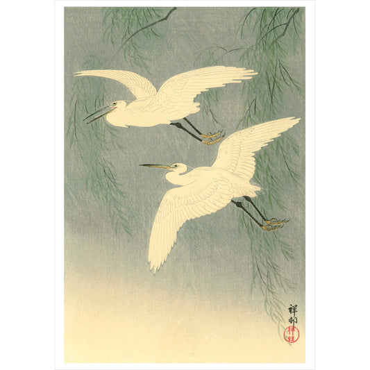 Ohara Koson (Shoson): Little Egrets in Flight Notecard