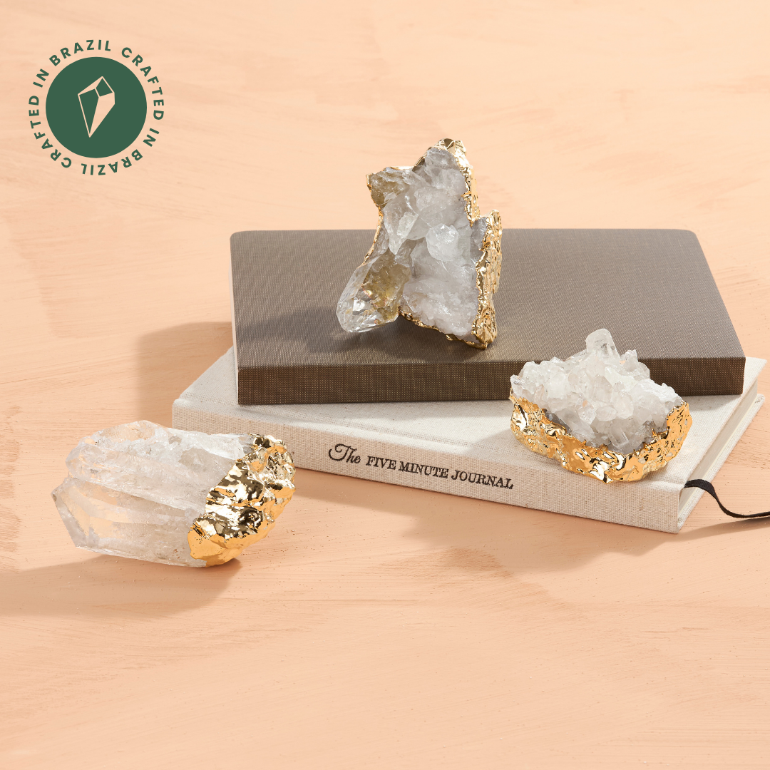 GILDED QUARTZ PAPERWEIGHT