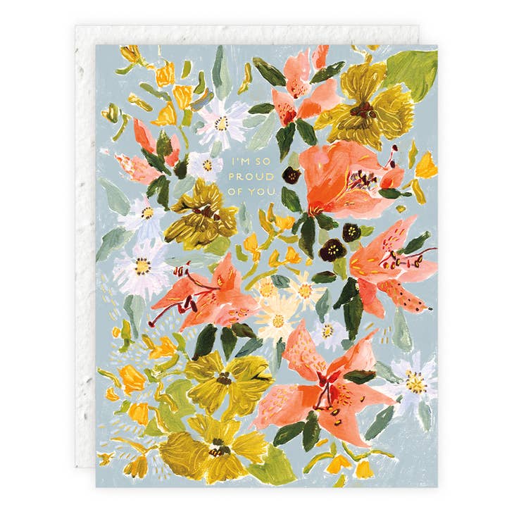 I'm so Proud of You Blue Floral Notecard