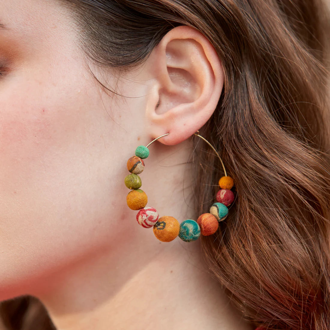 Kantha Graduated Hoops Earrings