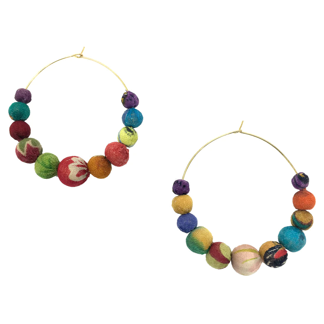 Kantha Graduated Hoops Earrings