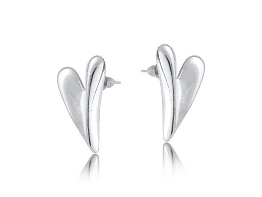 SILVER CASSIA FOLDED HEART STUD EARRINGS