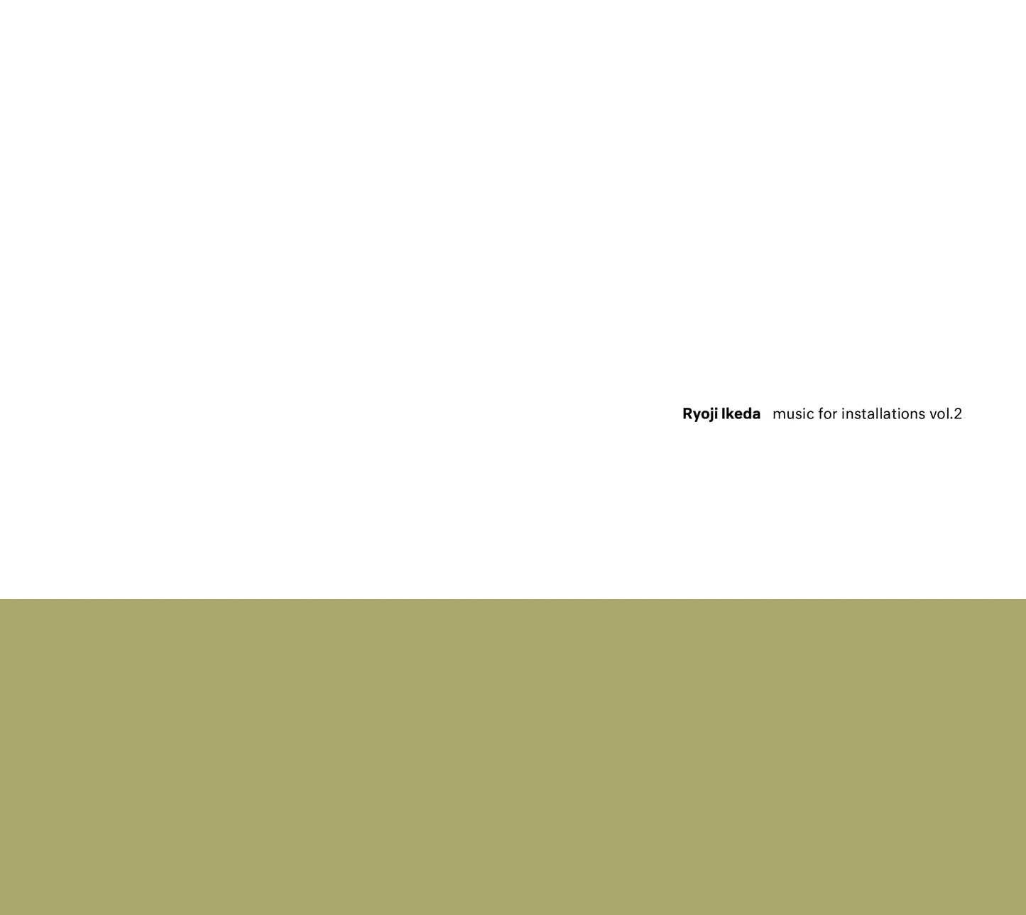 Ryoji Ikeda music for installation vol.2 [CD+Booklet]