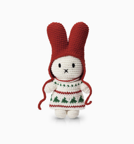 Miffy in Christmas Crochet Dress with Hat