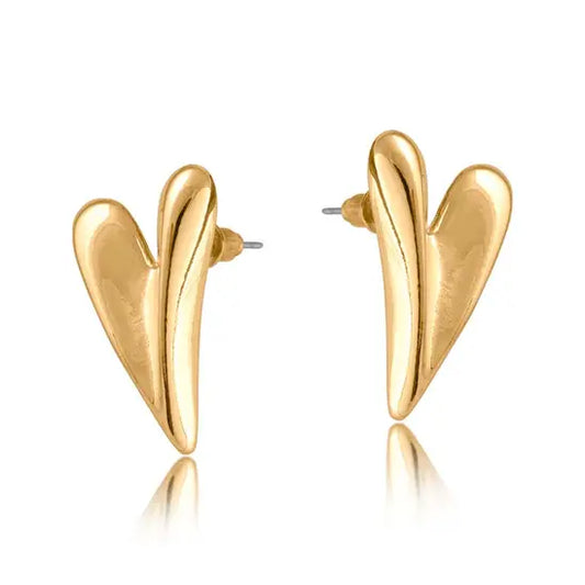 GOLD CASSIA FOLDED HEART STUD EARRINGS