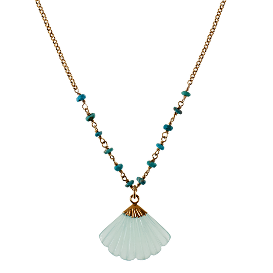 Linked Turquoise with Scalloped Pendant Choker