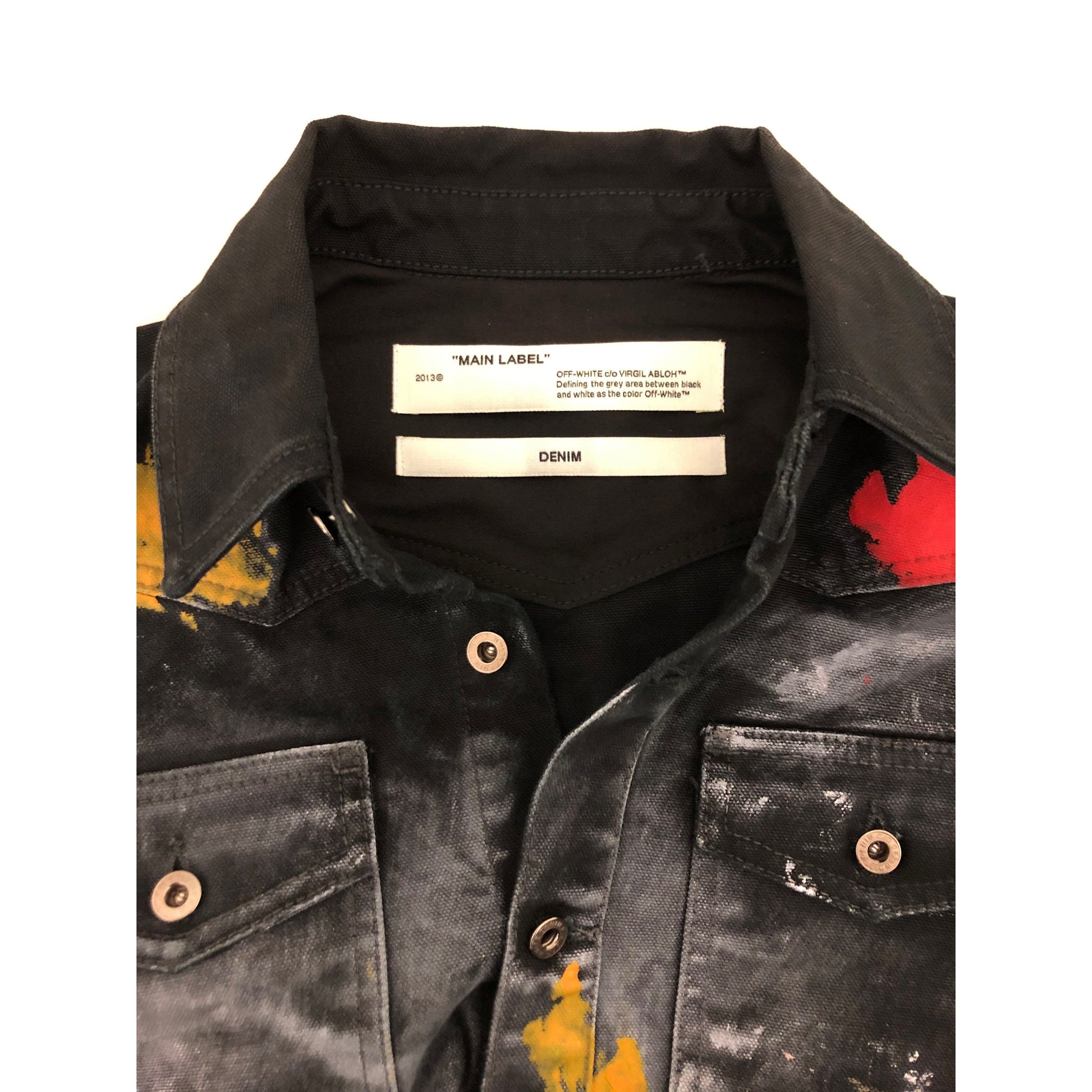 Off-White c/o Virgil Abloh Men's Gray Leather Varsity Jacket
